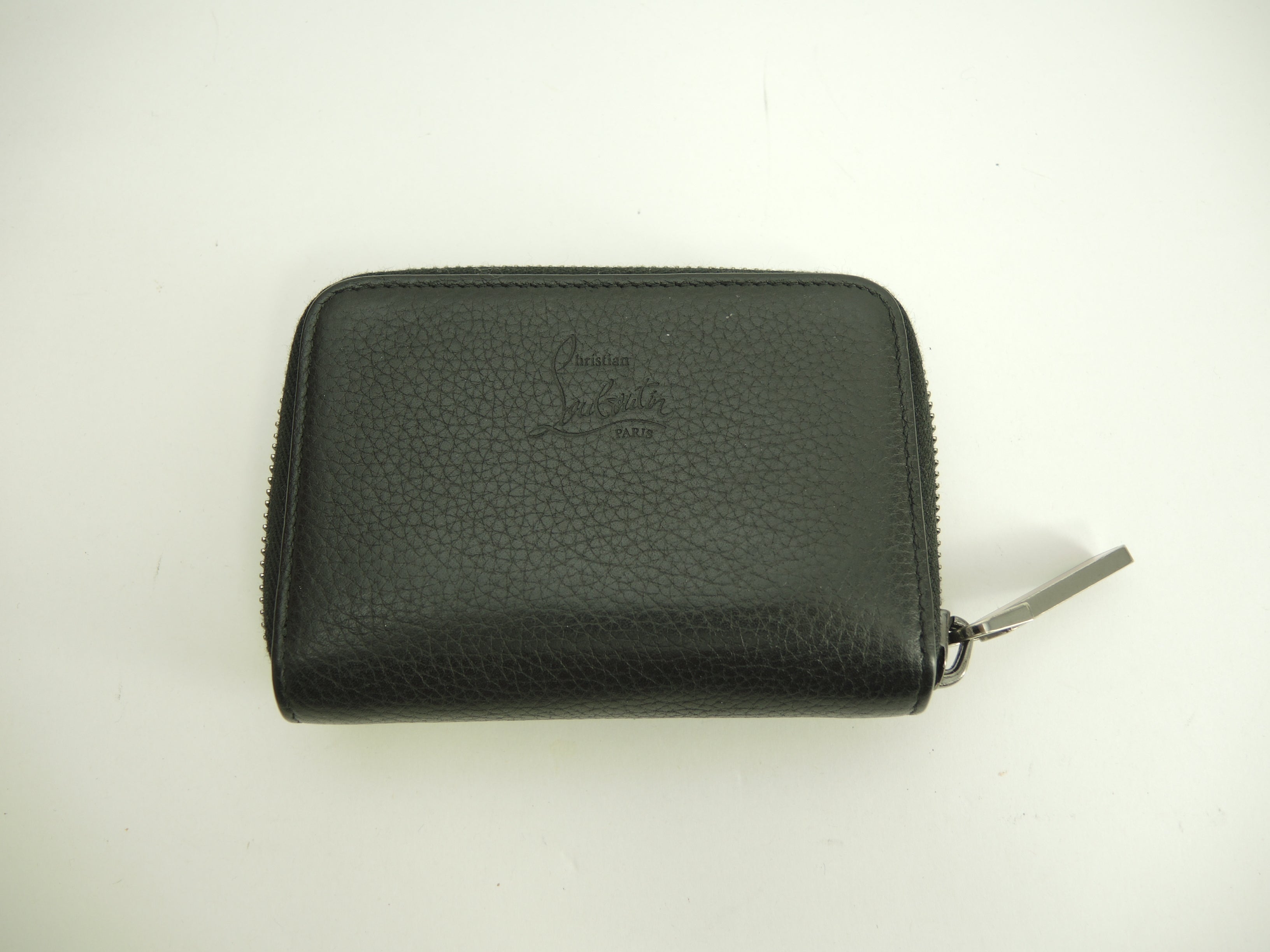 Christian Louboutin portamonete Panettone borchie in pelle nera usato @ 1