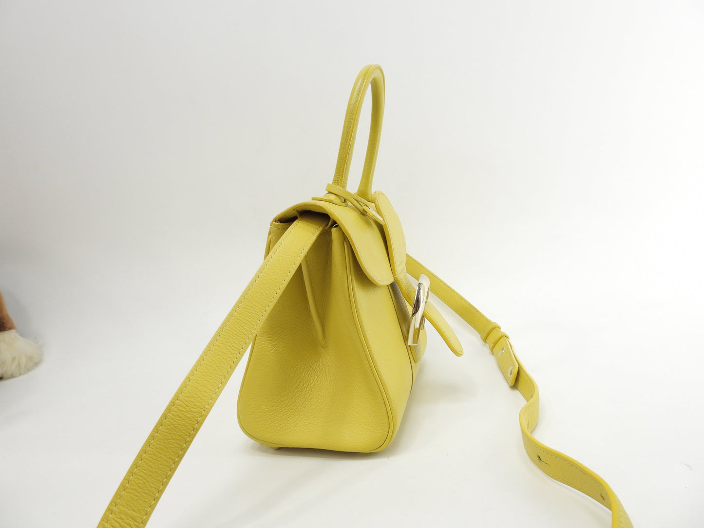 Delvaux Brillant Mini, pelle stampata, giallo, borsa a mano, pochette, borsa a tracolla@A04H