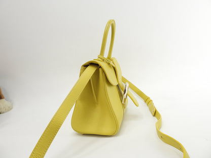 Delvaux Brillant Mini, pelle stampata, giallo, borsa a mano, pochette, borsa a tracolla@A04H