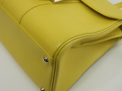 Delvaux Brillant Mini, pelle stampata, giallo, borsa a mano, pochette, borsa a tracolla@A04H