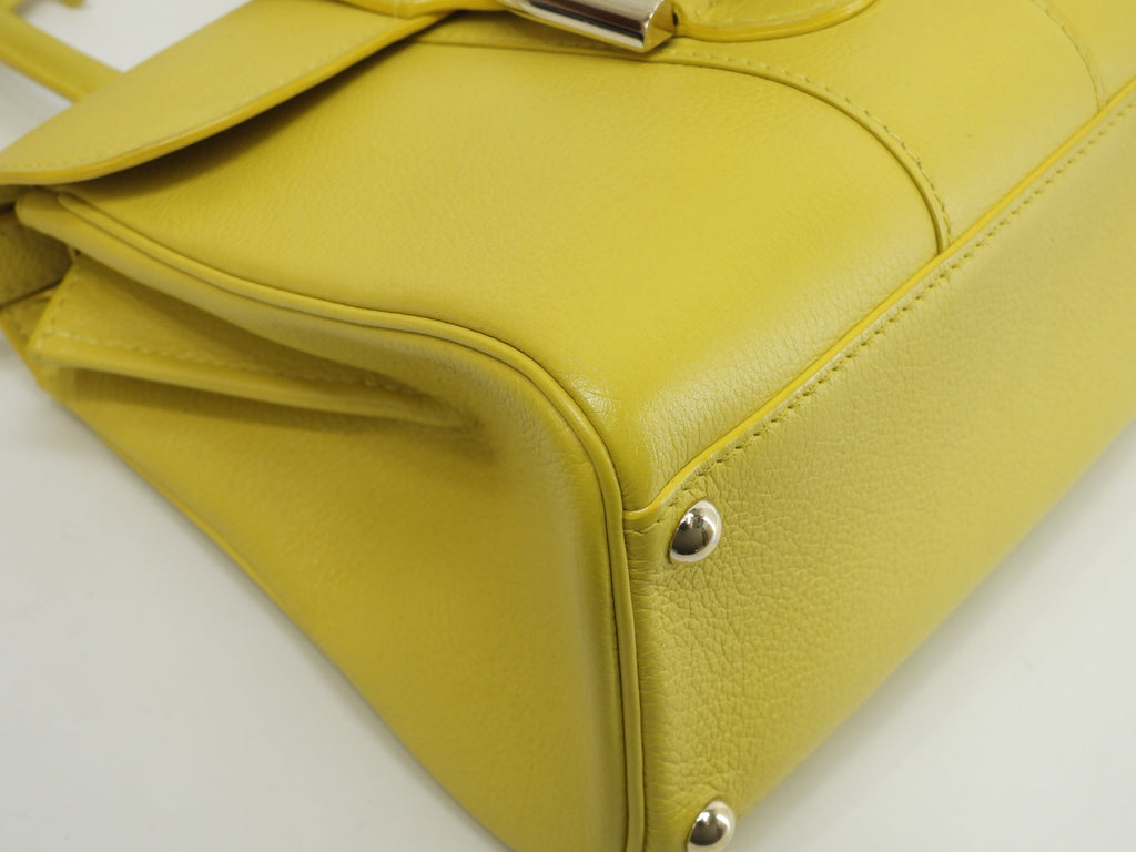 Delvaux Brillant Mini, pelle stampata, giallo, borsa a mano, pochette, borsa a tracolla@A04H