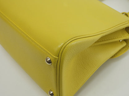 Delvaux Brillant Mini, pelle stampata, giallo, borsa a mano, pochette, borsa a tracolla@A04H
