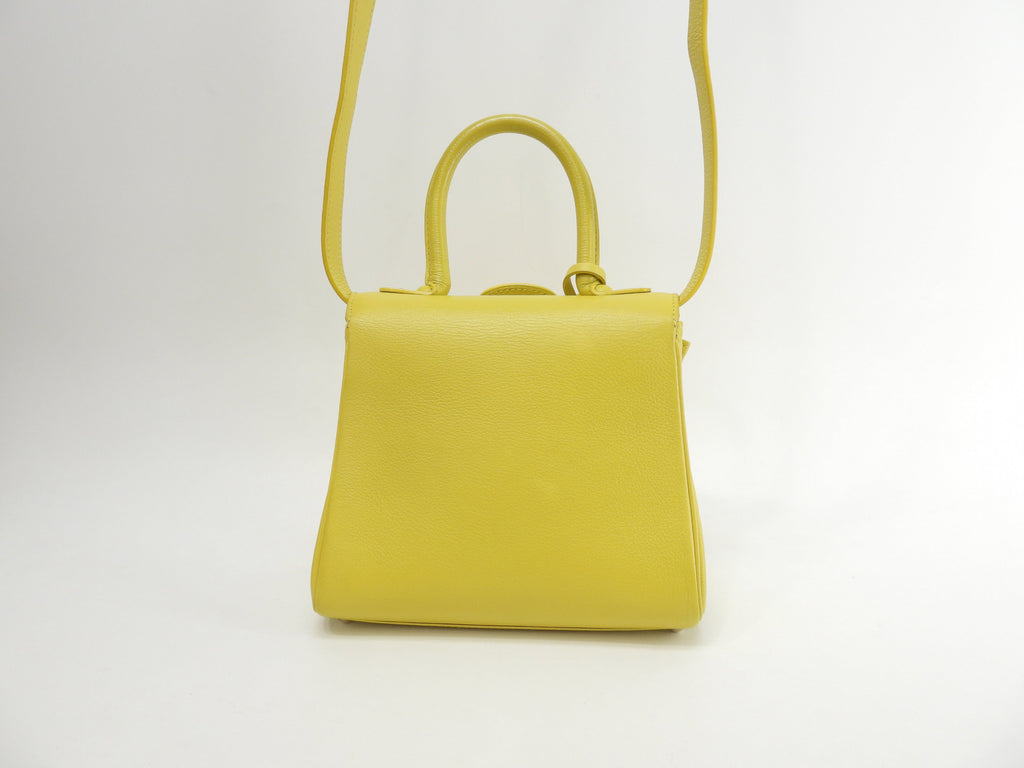 Delvaux Brillant Mini, pelle stampata, giallo, borsa a mano, pochette, borsa a tracolla@A04H