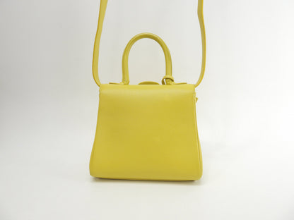 Delvaux Brillant Mini, pelle stampata, giallo, borsa a mano, pochette, borsa a tracolla@A04H