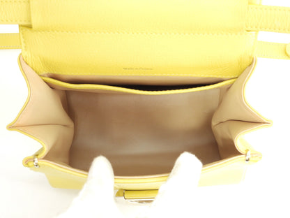 Delvaux Brillant Mini, pelle stampata, giallo, borsa a mano, pochette, borsa a tracolla@A04H