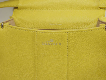 Delvaux Brillant Mini, pelle stampata, giallo, borsa a mano, pochette, borsa a tracolla@A04H