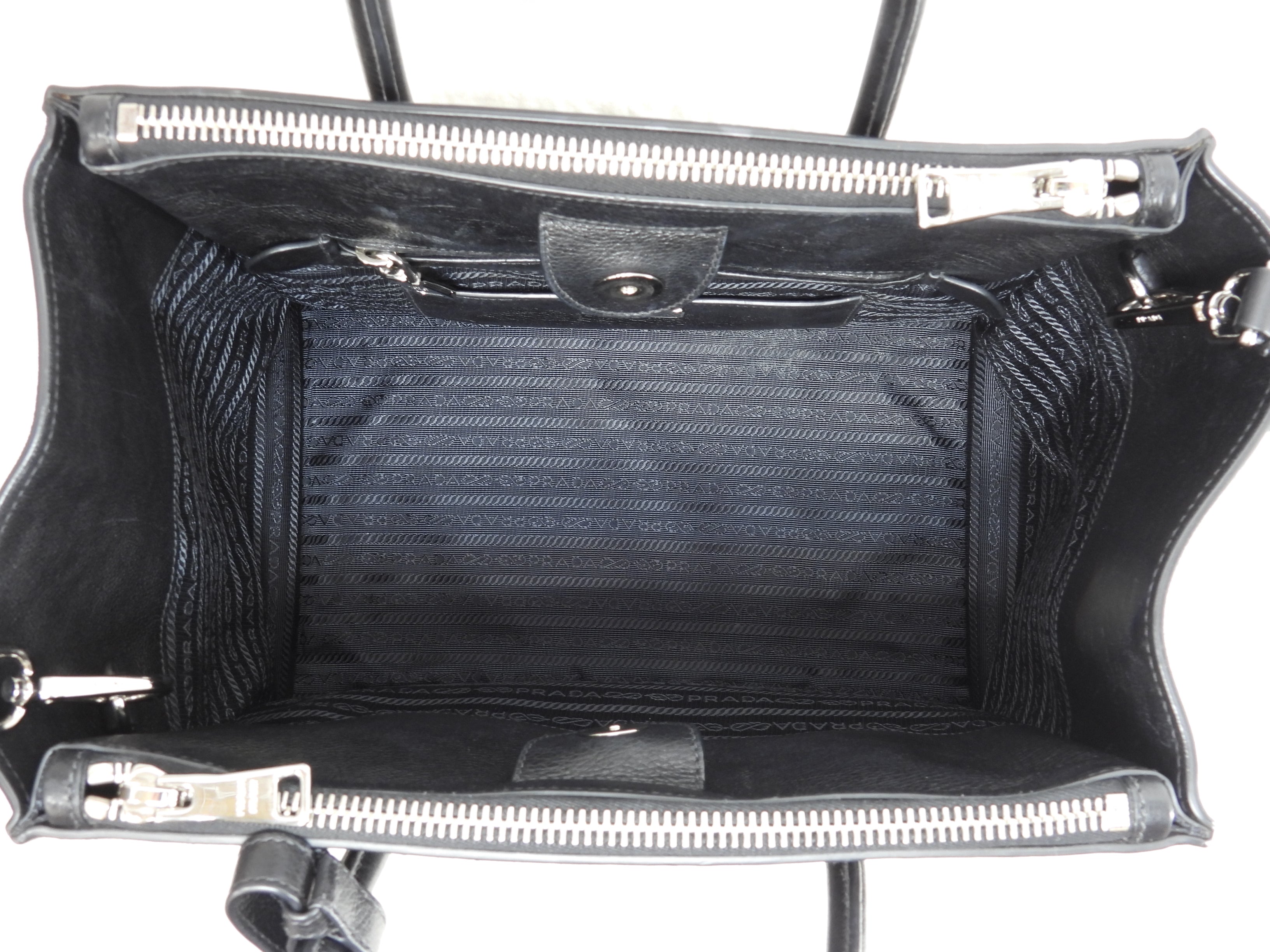 Borsa a mano Prada in pelle nera, con tracolla, tote bag, borsa a tracolla @1657/R