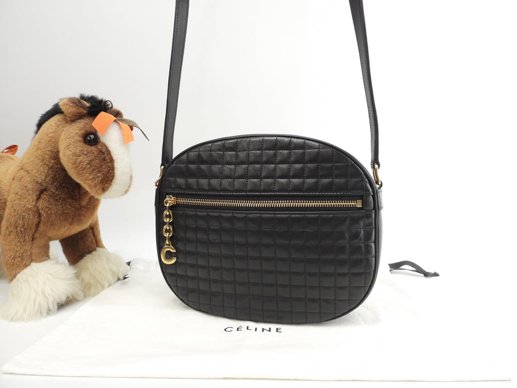 Celine Pochette C Charm in pelle trapuntata nera, borsa a tracolla, come nuova @S-AN-4188