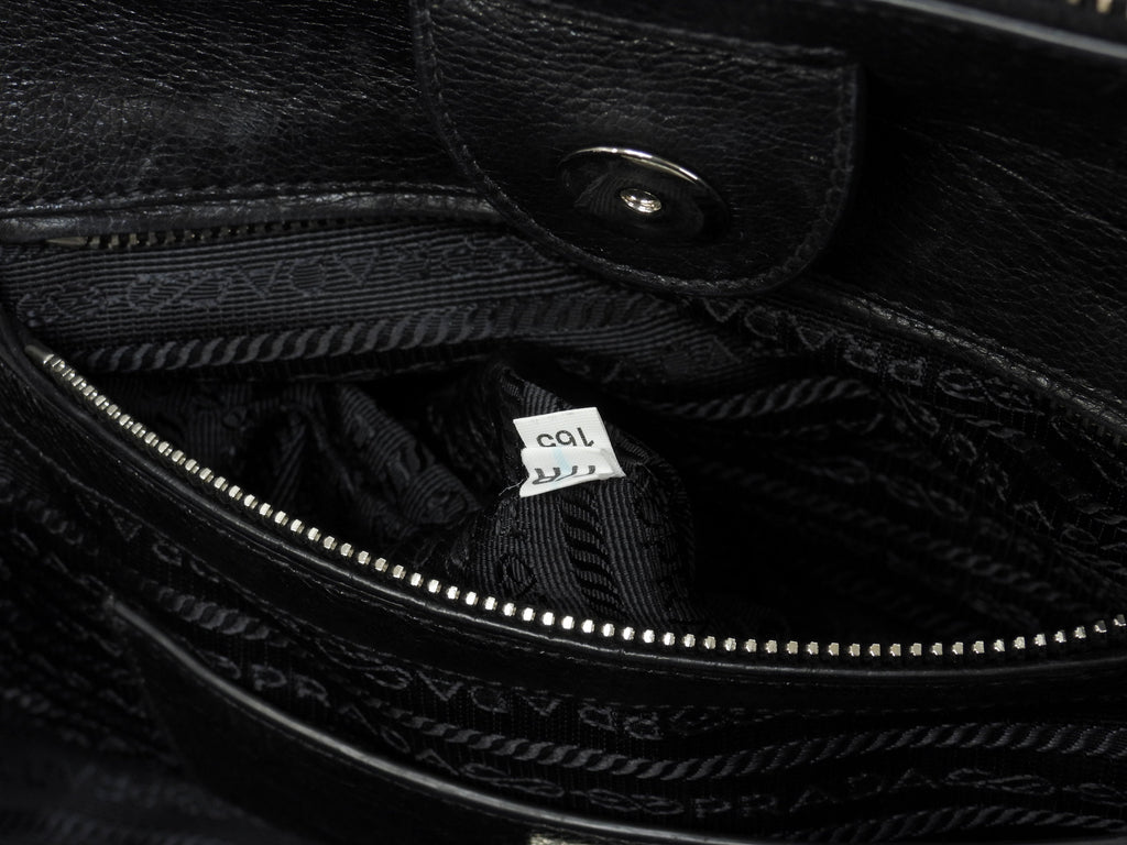 Borsa a mano Prada in pelle nera, con tracolla, tote bag, borsa a tracolla @1657/R