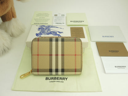 Burberry portafoglio piccolo con cerniera a quadri beige, portafoglio con cerniera perimetrale, ottime condizioni@ 4