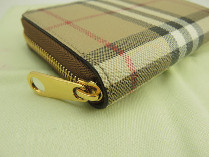 Burberry portafoglio piccolo con cerniera a quadri beige, portafoglio con cerniera perimetrale, ottime condizioni@ 4