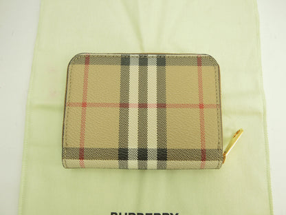 Burberry portafoglio piccolo con cerniera a quadri beige, portafoglio con cerniera perimetrale, ottime condizioni@ 4