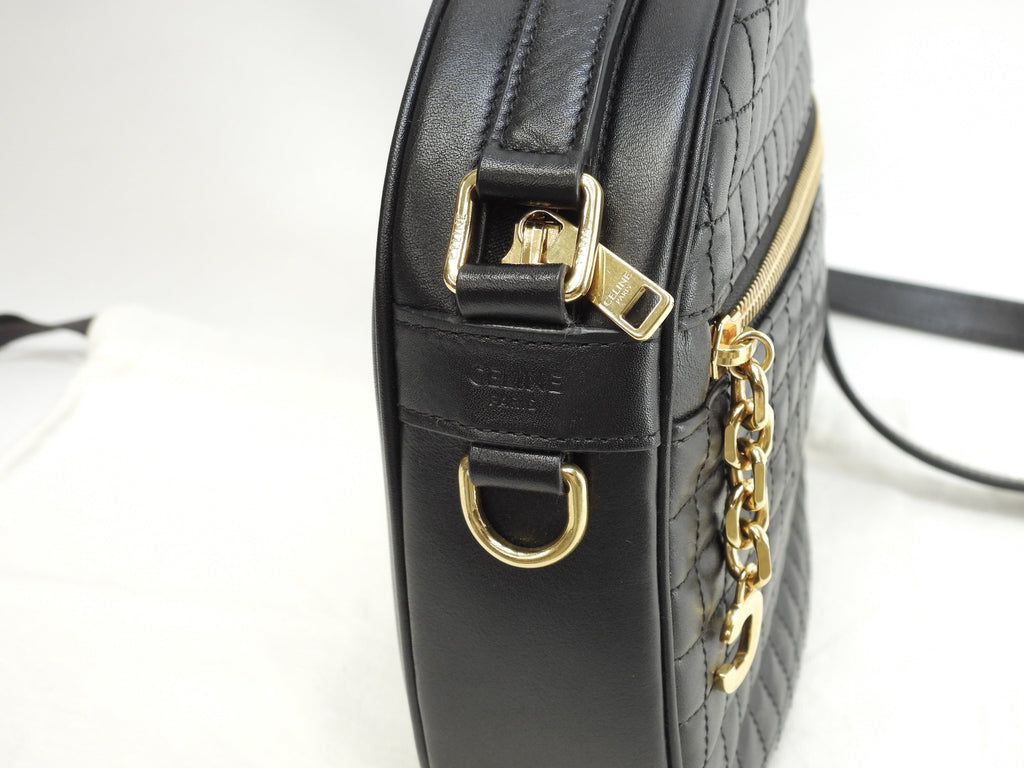 Celine Pochette C Charm in pelle trapuntata nera, borsa a tracolla, come nuova @S-AN-4188