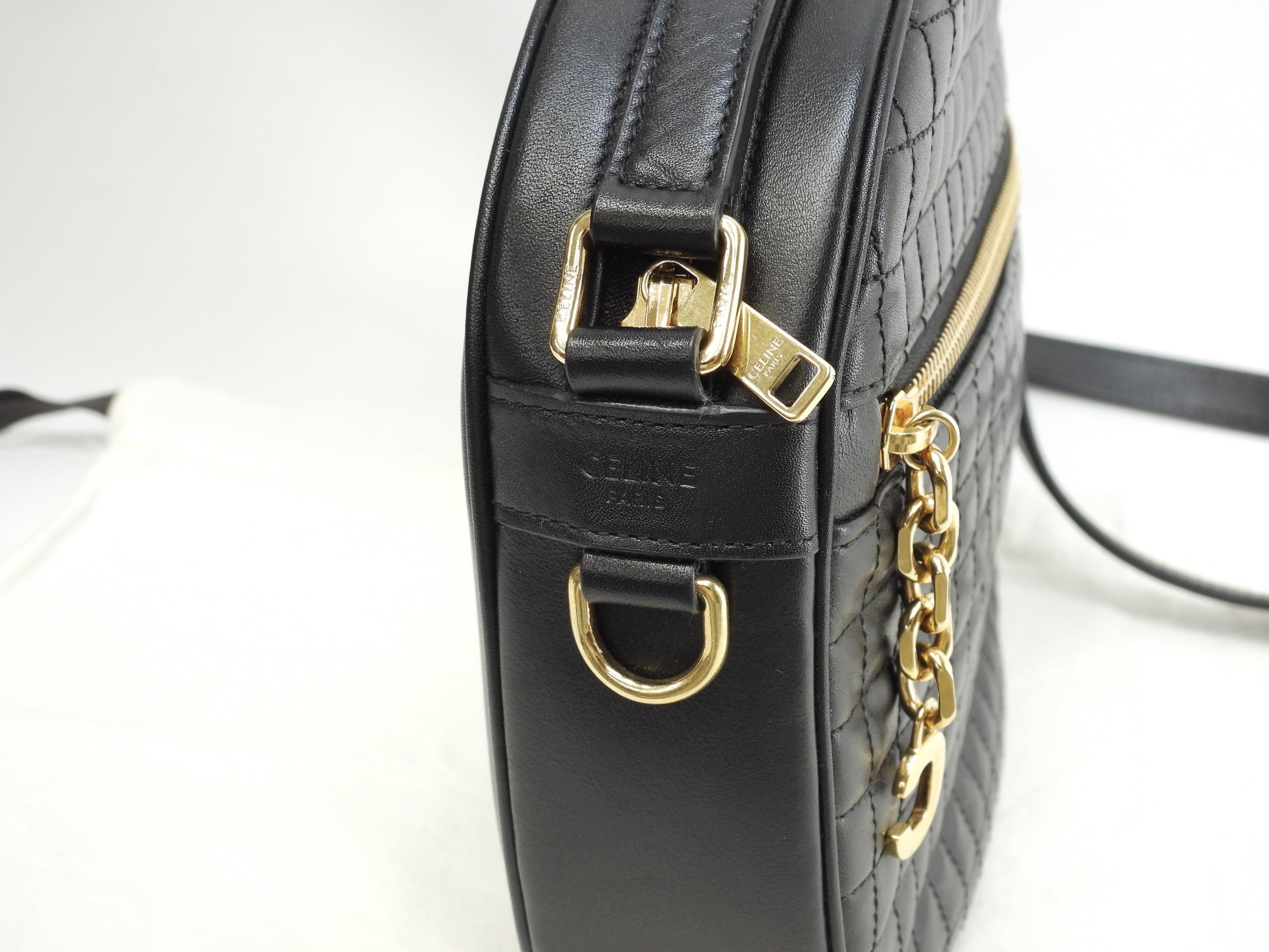 Celine Pochette C Charm in pelle trapuntata nera, borsa a tracolla, come nuova @S-AN-4188