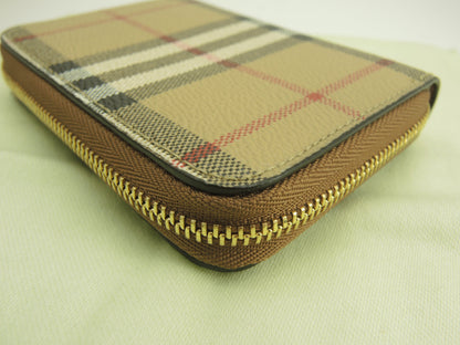 Burberry portafoglio piccolo con cerniera a quadri beige, portafoglio con cerniera perimetrale, ottime condizioni@ 4