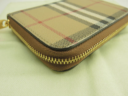 Burberry portafoglio piccolo con cerniera a quadri beige, portafoglio con cerniera perimetrale, ottime condizioni@ 4