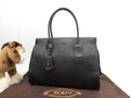 Tods borsa tote media in pelle stampata nera, borsa a tracolla e a mano, come nuova@ 96