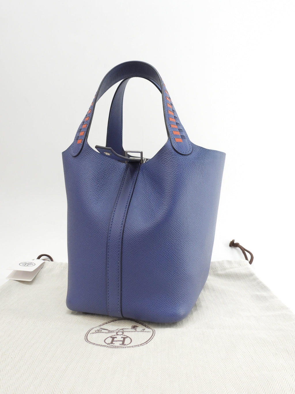 Hermès Picotin Lock PM Tressage Epsom Blu Borsa a mano Ottime condizioni@C 4