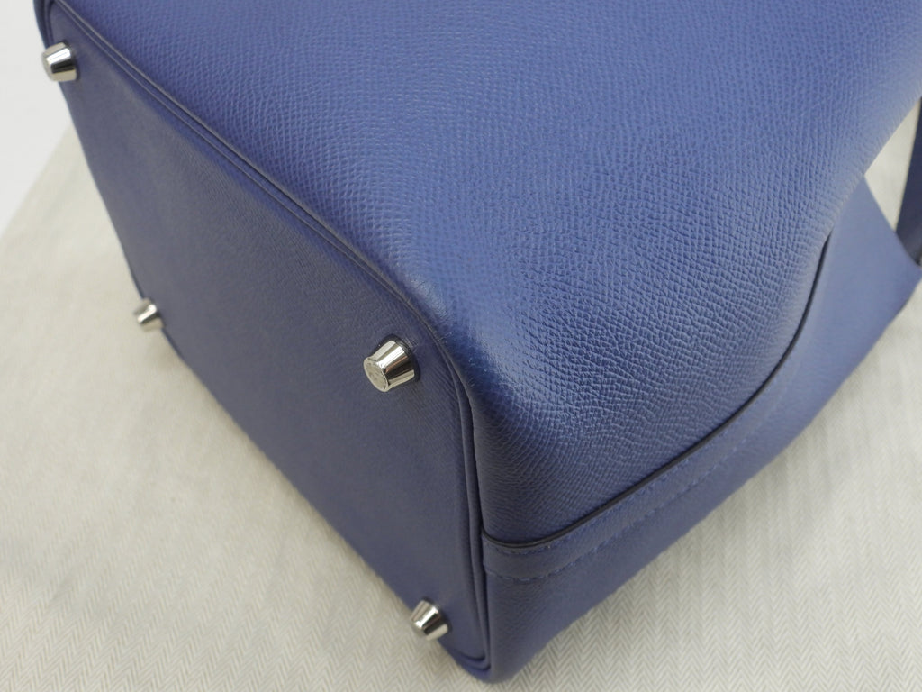 Hermès Picotin Lock PM Tressage Epsom Blu Borsa a mano Ottime condizioni@C 4
