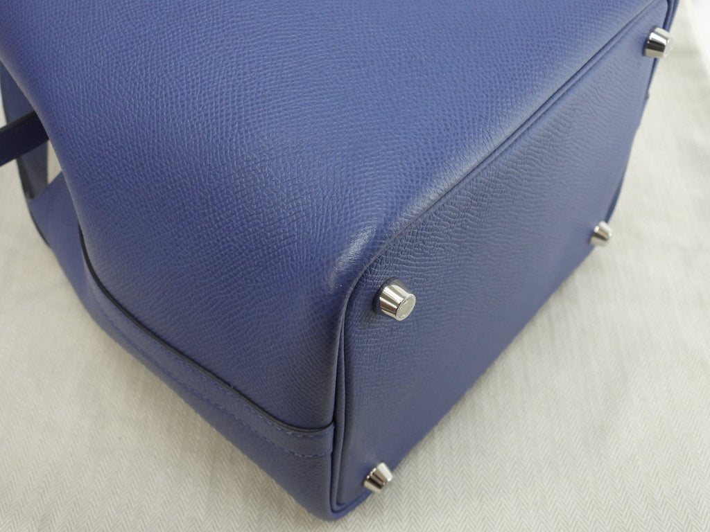 Hermès Picotin Lock PM Tressage Epsom Blu Borsa a mano Ottime condizioni@C 4