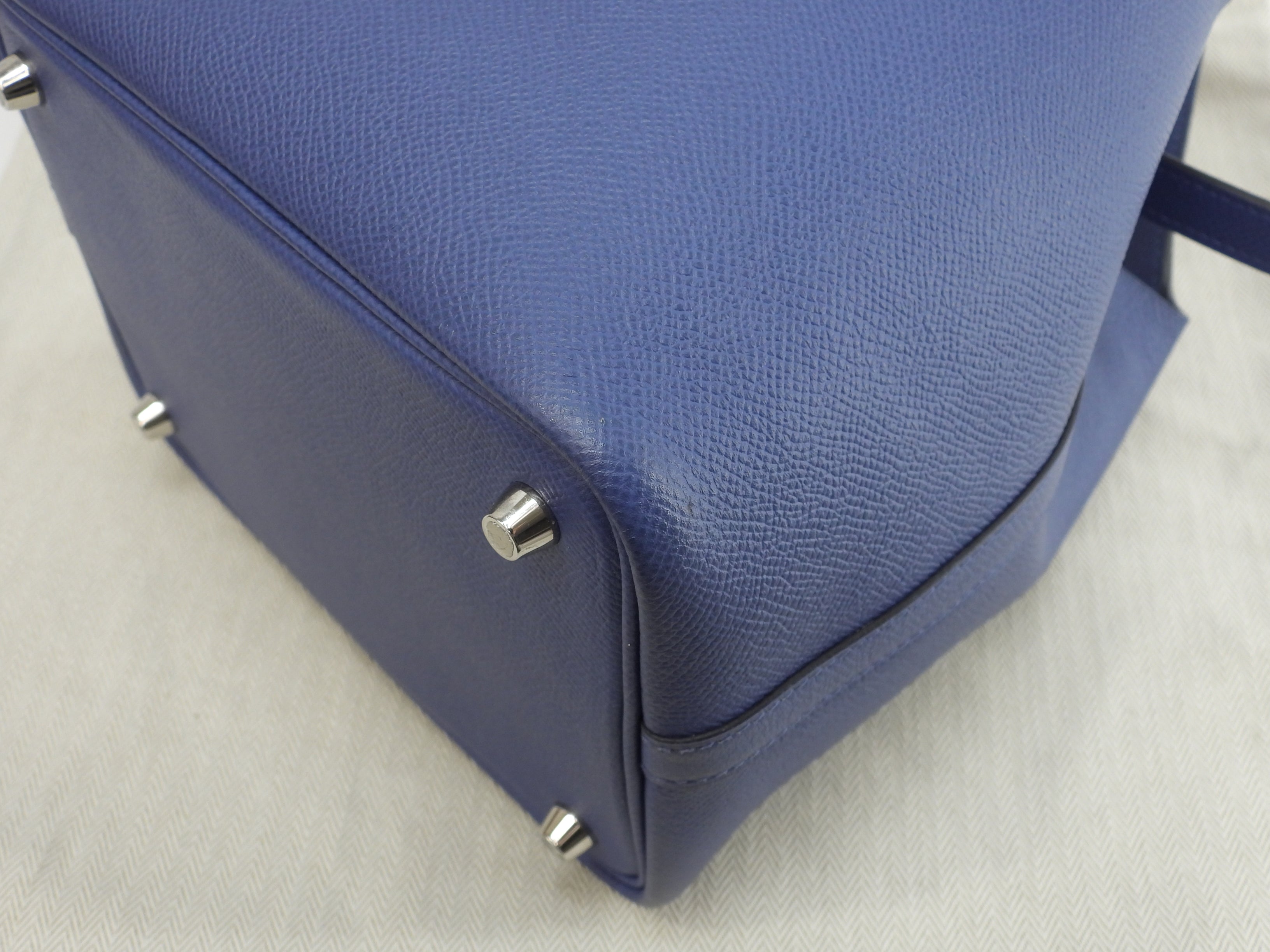 Hermès Picotin Lock PM Tressage Epsom Blu Borsa a mano Ottime condizioni@C 4