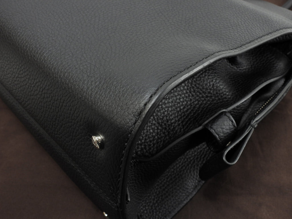 Tods borsa tote media in pelle stampata nera, borsa a tracolla e a mano, come nuova@ 96