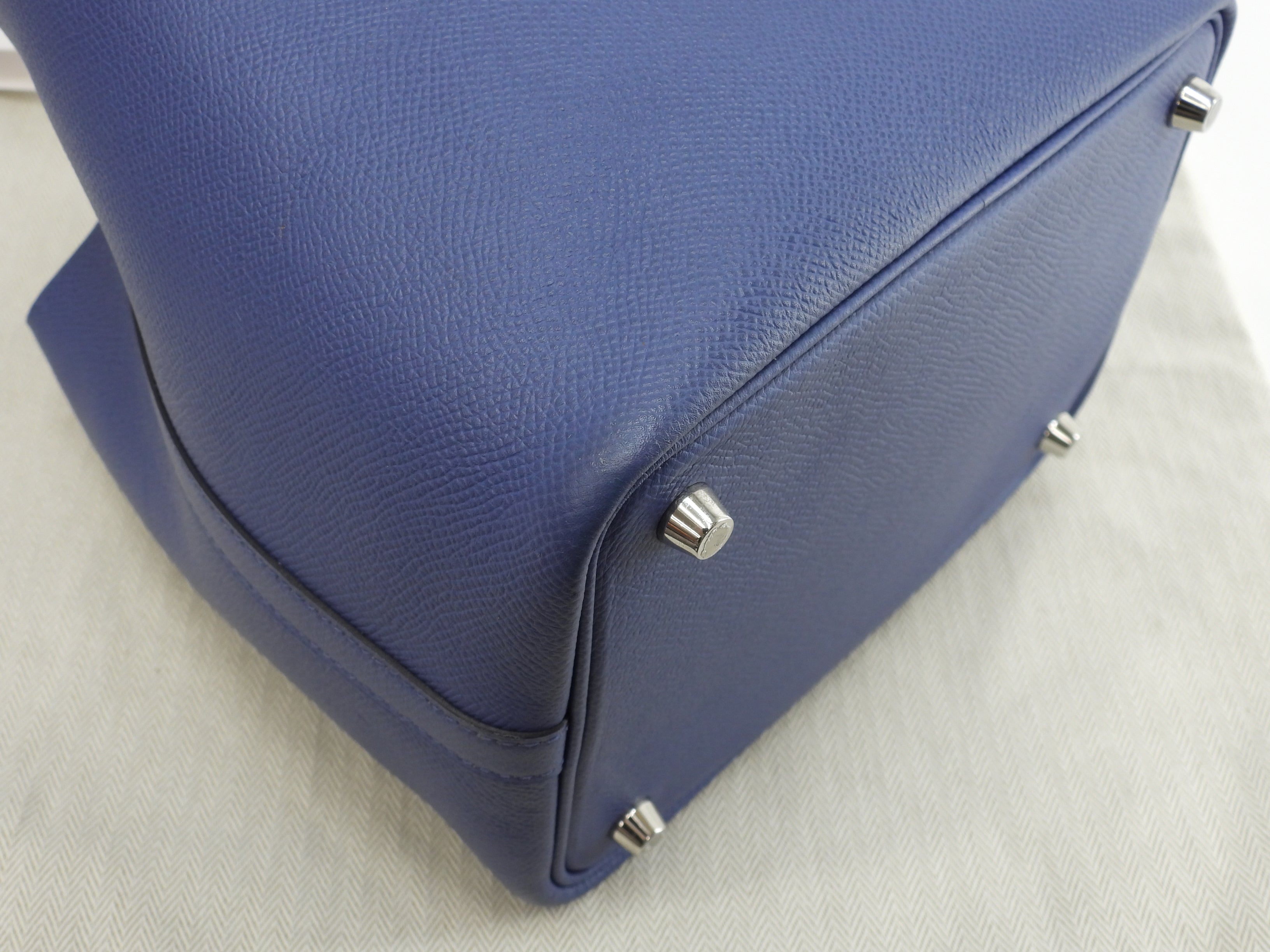 Hermès Picotin Lock PM Tressage Epsom Blu Borsa a mano Ottime condizioni@C 4