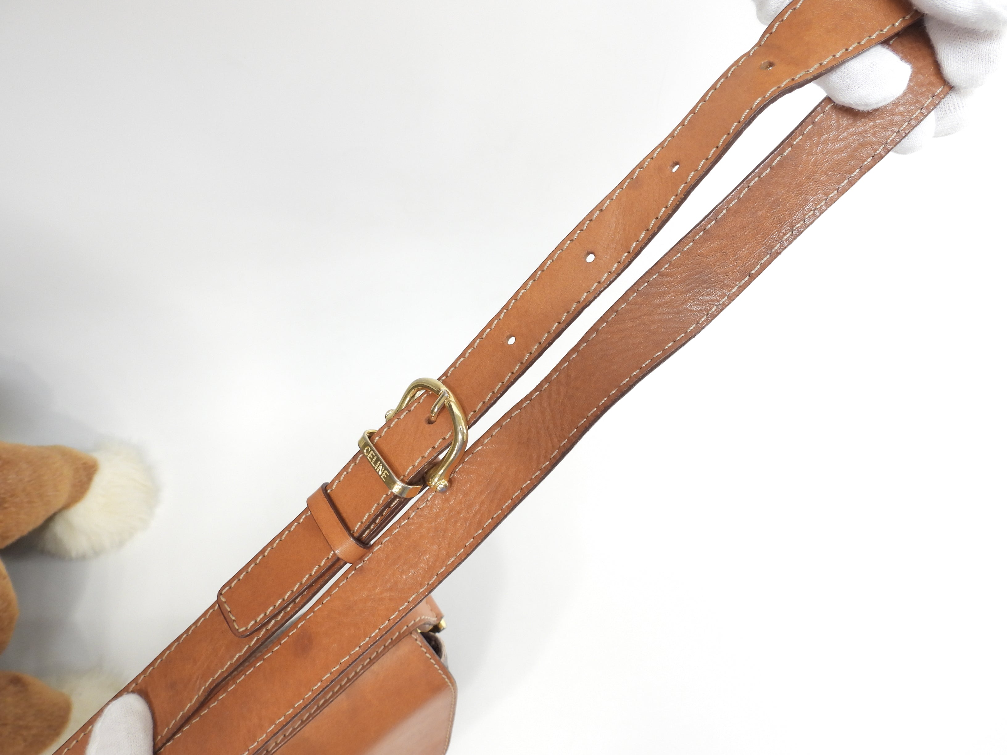 Celine Pochette, pelle sul lembo, Macadam marrone, borsa a tracolla, Trionfo@M91*