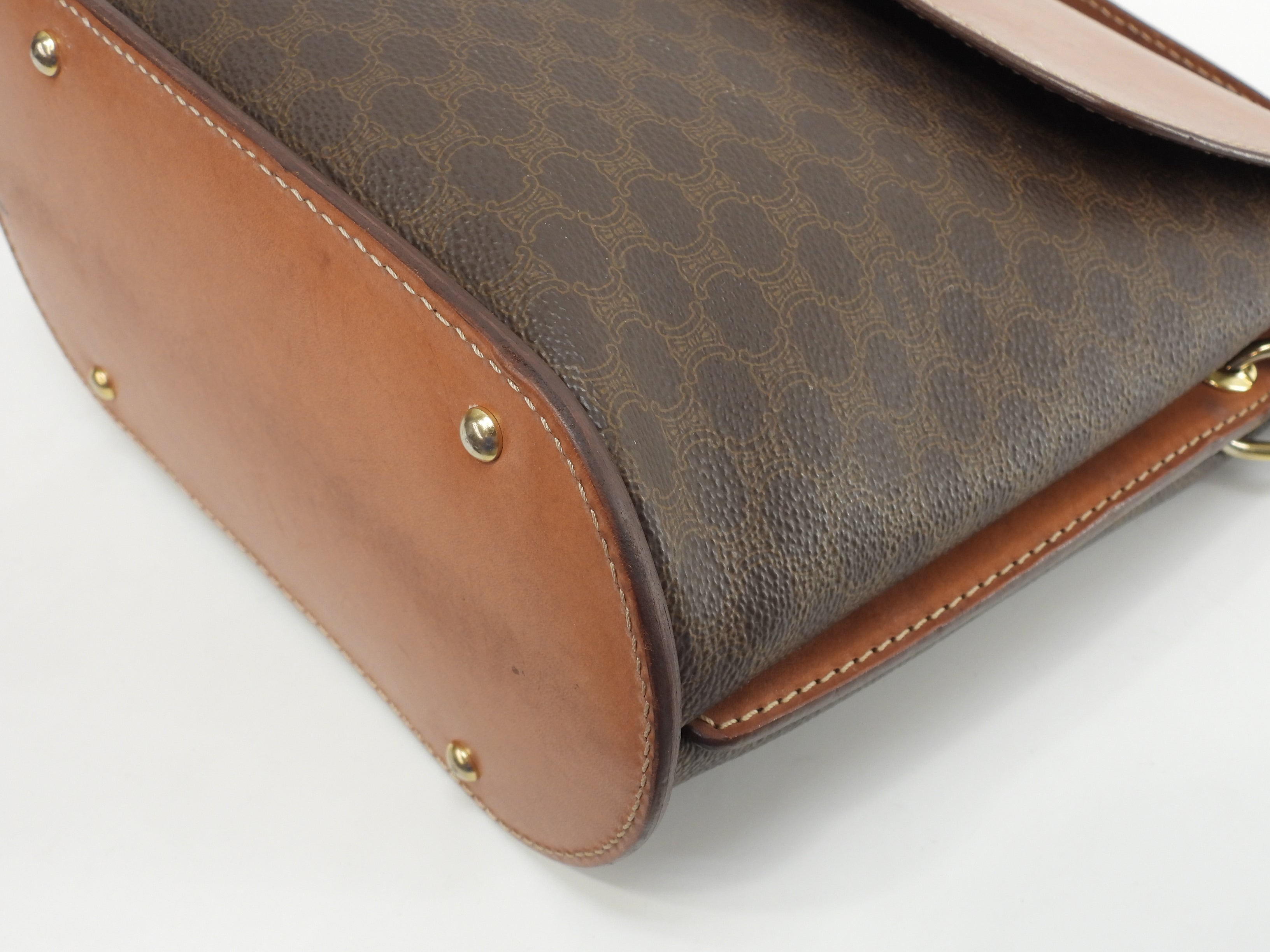 Celine Pochette, pelle sul lembo, Macadam marrone, borsa a tracolla, Trionfo@M91*
