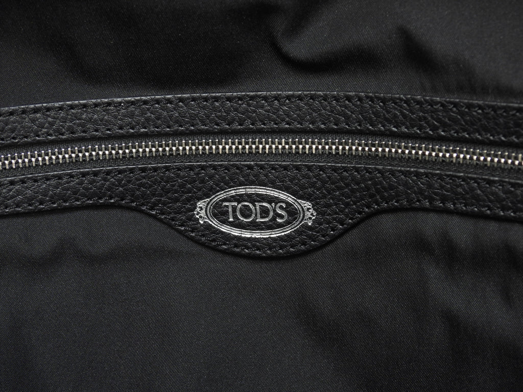 Tods borsa tote media in pelle stampata nera, borsa a tracolla e a mano, come nuova@ 96