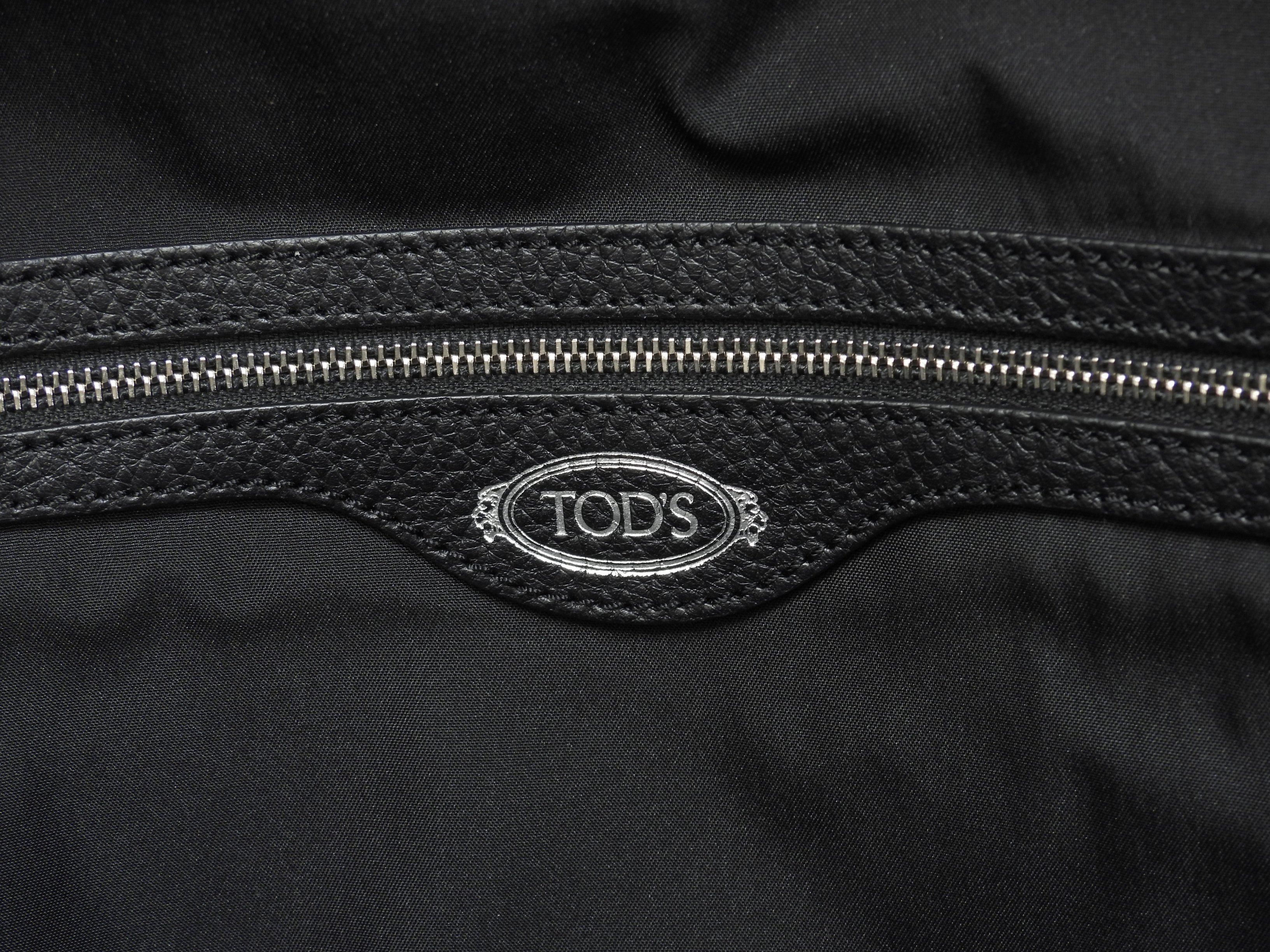 Tods borsa tote media in pelle stampata nera, borsa a tracolla e a mano, come nuova@ 96