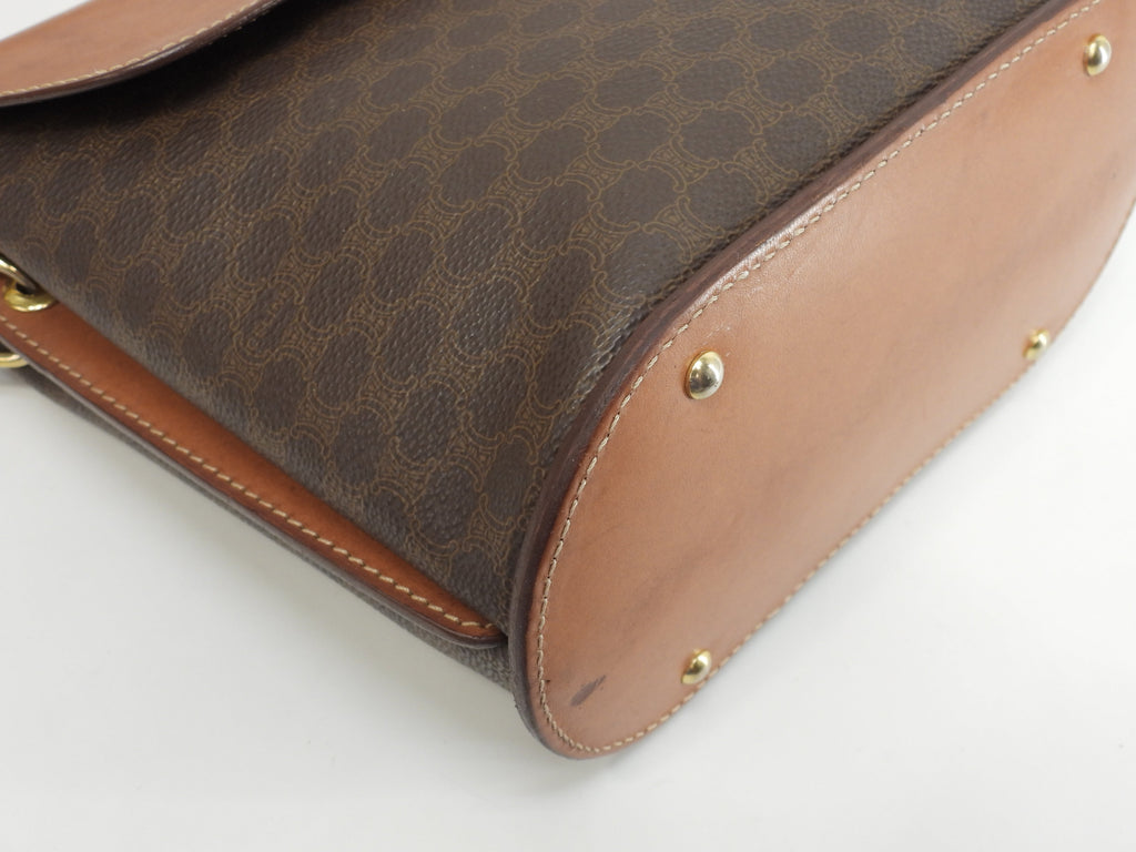 Celine Pochette, pelle sul lembo, Macadam marrone, borsa a tracolla, Trionfo@M91*
