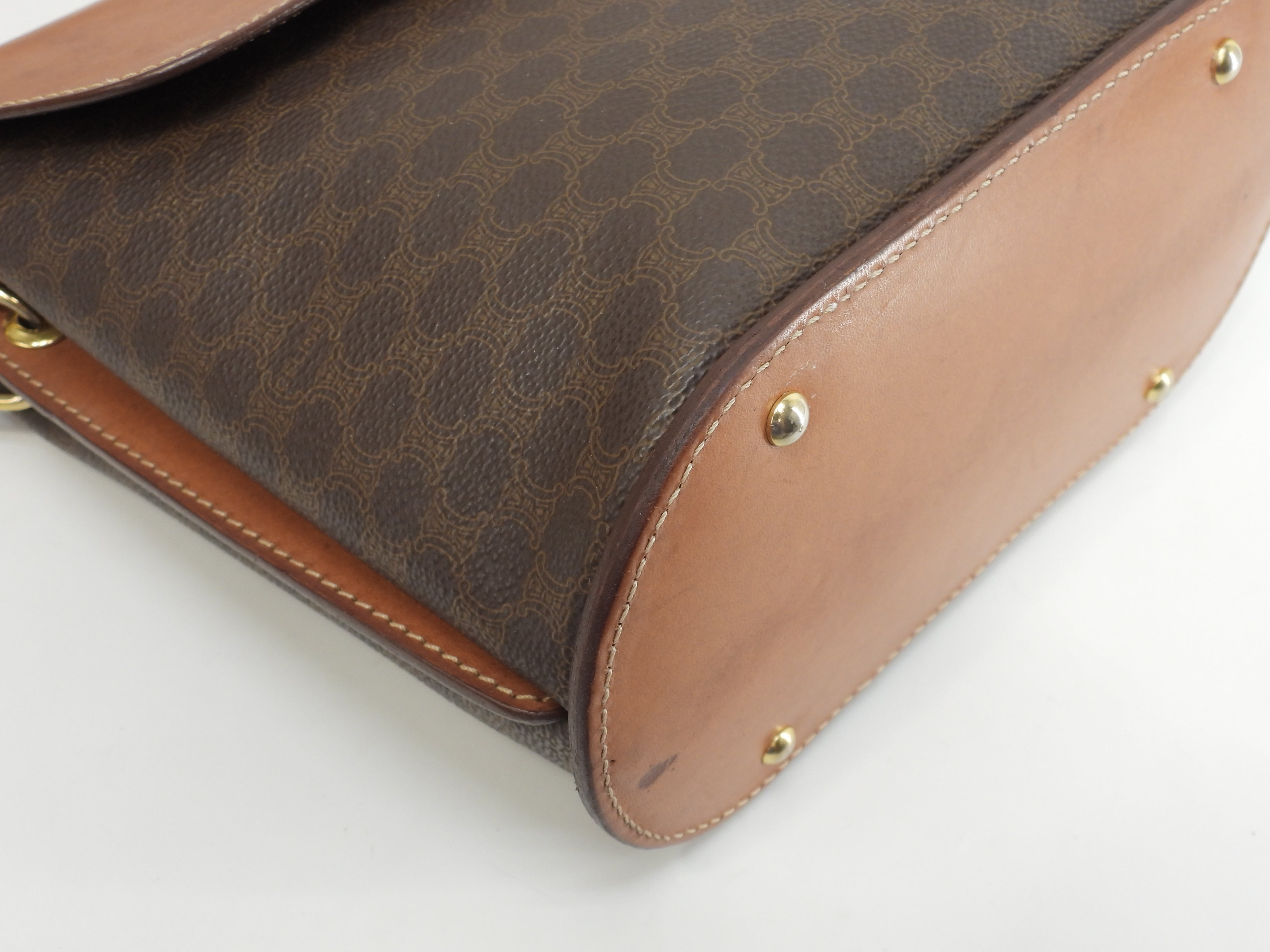Celine Pochette, pelle sul lembo, Macadam marrone, borsa a tracolla, Trionfo@M91*