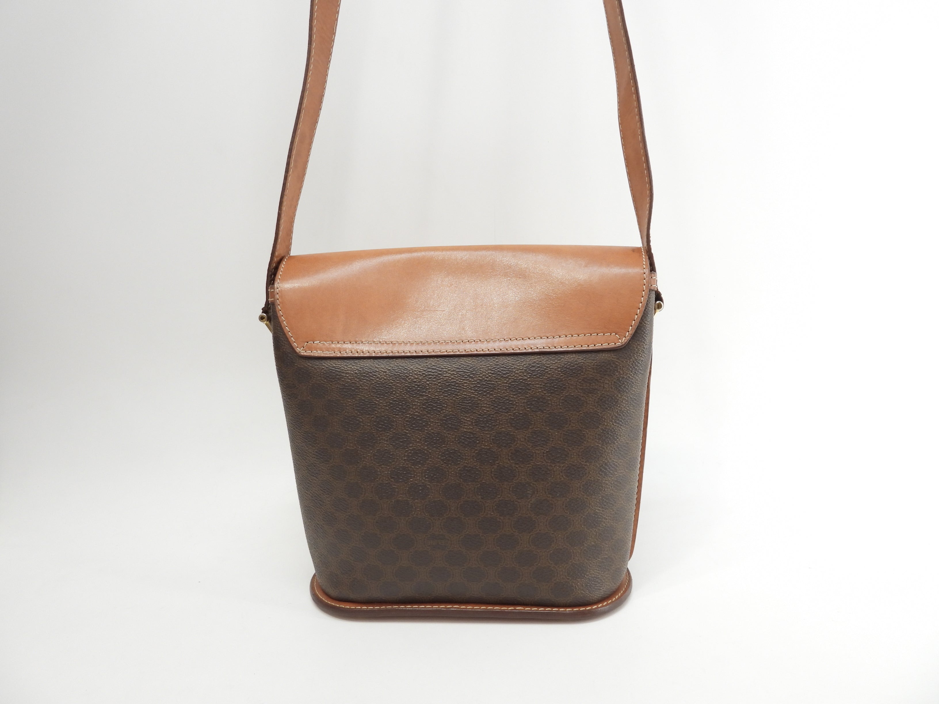 Celine Pochette, pelle sul lembo, Macadam marrone, borsa a tracolla, Trionfo@M91*