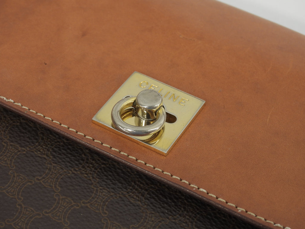Celine Pochette, pelle sul lembo, Macadam marrone, borsa a tracolla, Trionfo@M91*
