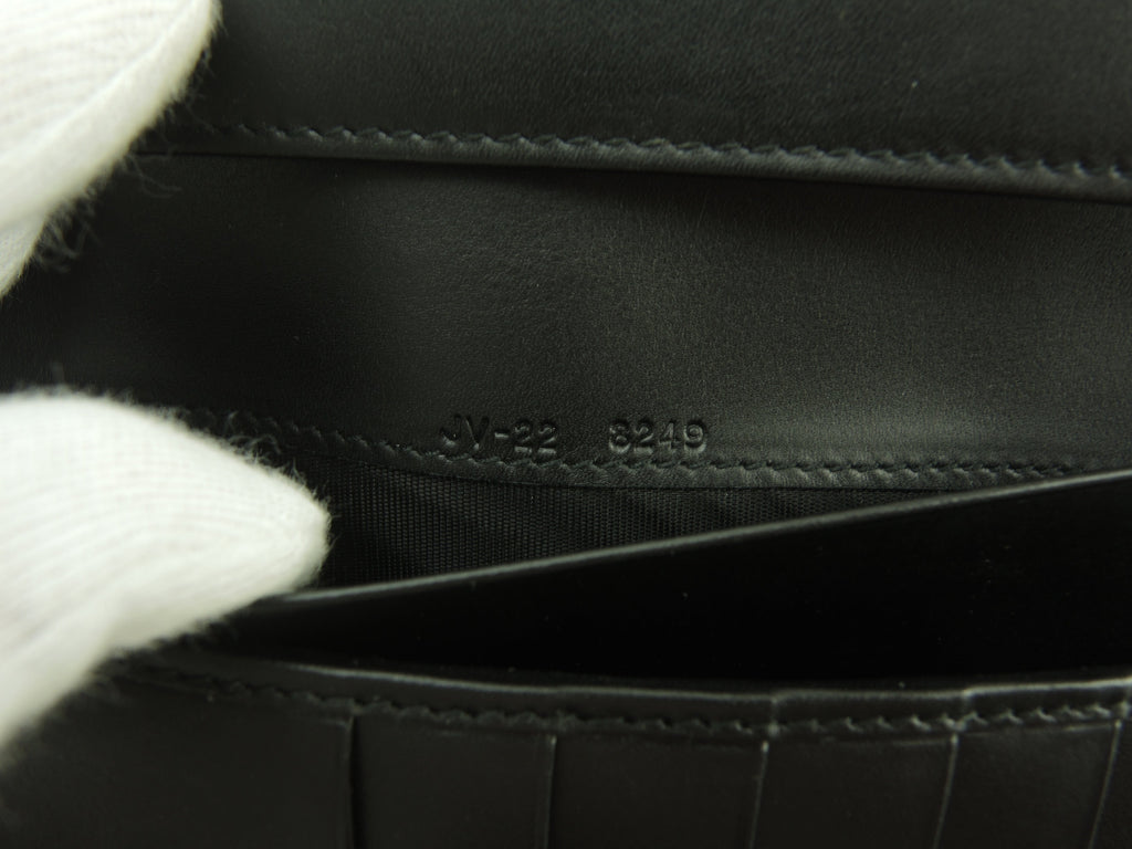 Salvatore Ferragamo Portafoglio lungo a due bottoni in cotone/pelle nera, come nuovo @JV-228249