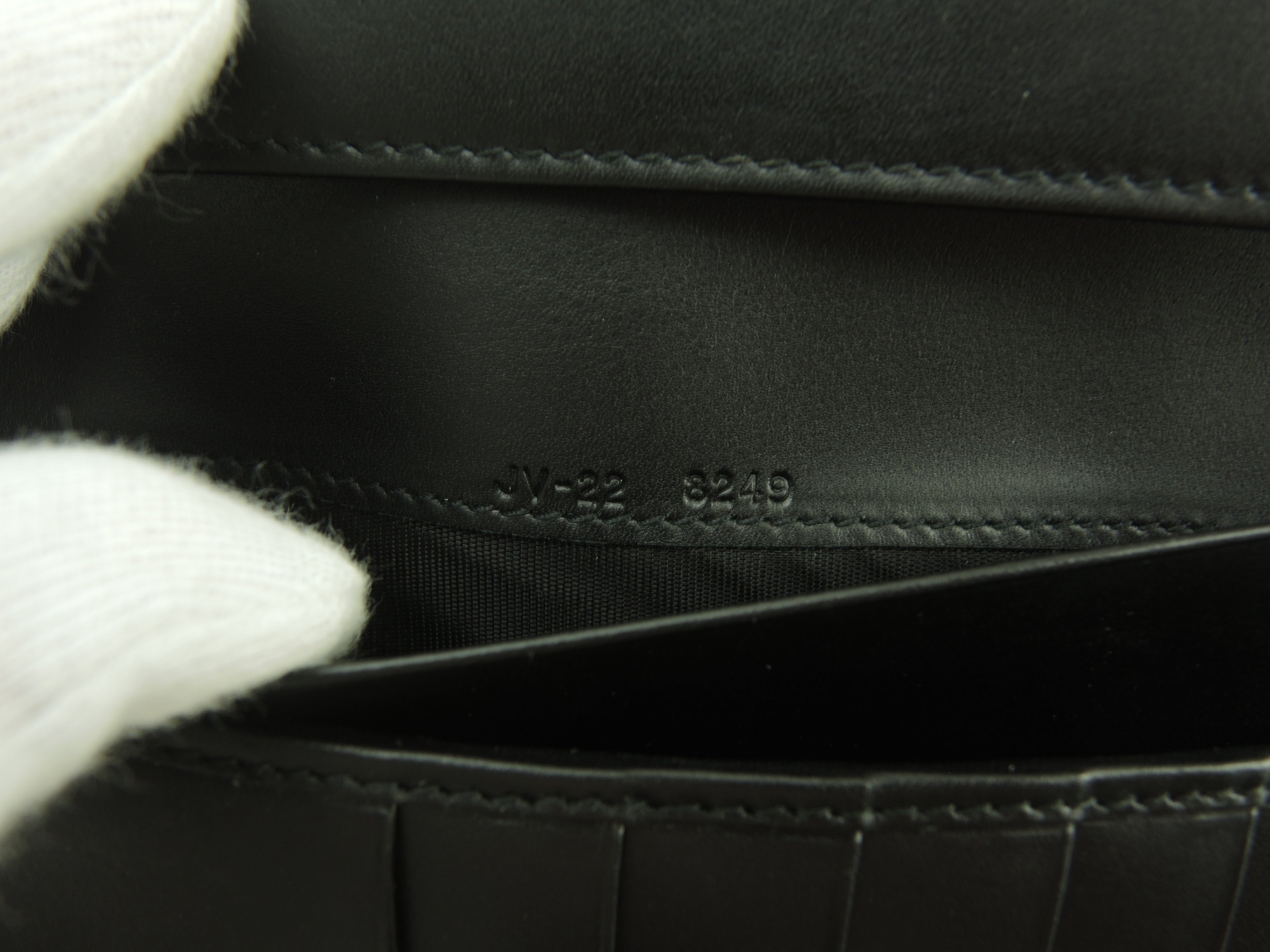 Salvatore Ferragamo Portafoglio lungo a due bottoni in cotone/pelle nera, come nuovo @JV-228249