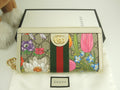 Gucci portafoglio lungo con cerniera motivo floreale/Web, GG Marmont grigio/bianco, portafoglio lungo con cerniera a giro, mai usato @ 1