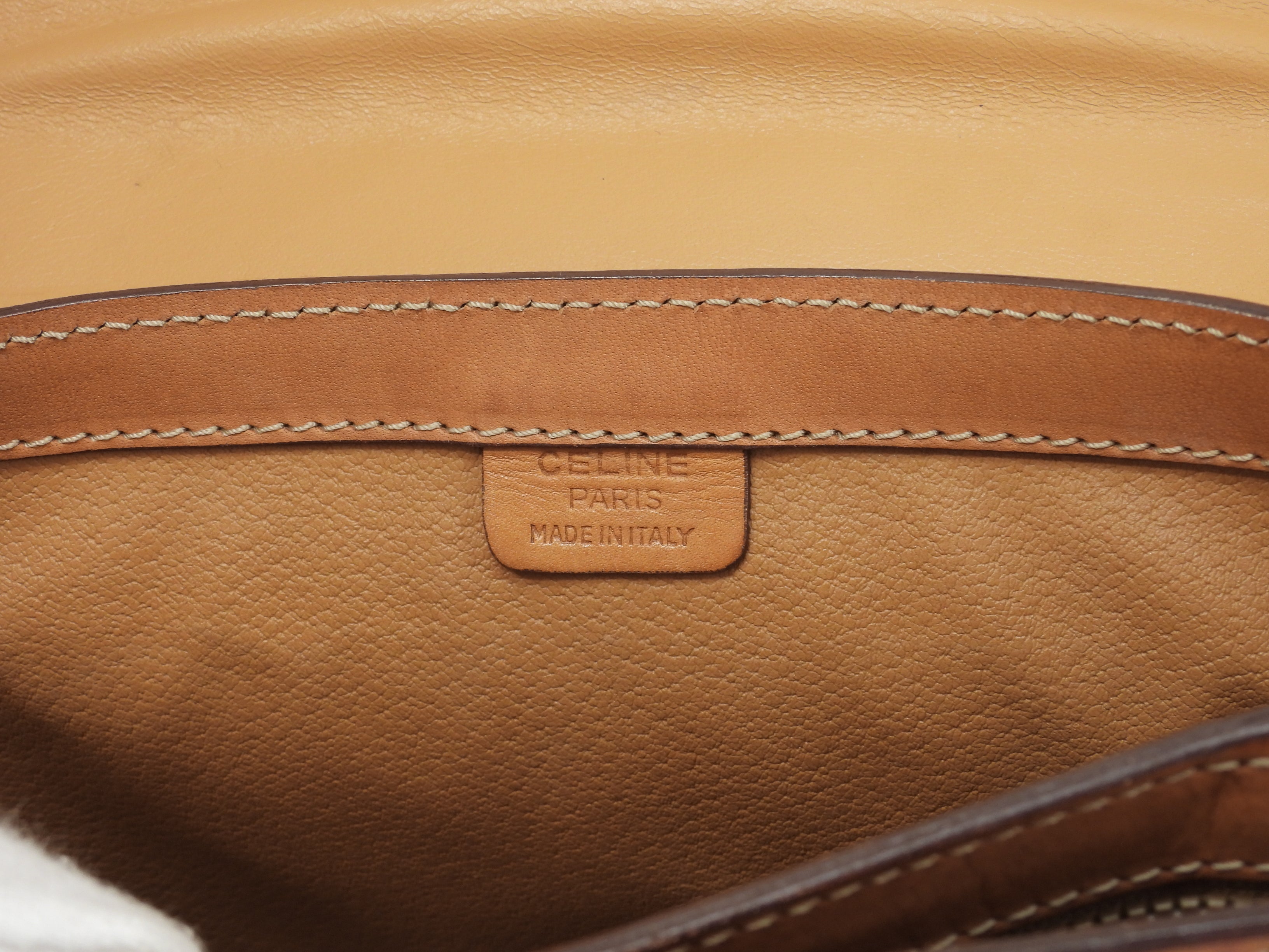Celine Pochette, pelle sul lembo, Macadam marrone, borsa a tracolla, Trionfo@M91*