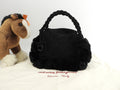 Salvatore Ferragamo Borsa a mano Gancini Pelliccia di coniglio nera Mini tote @ 1