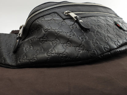 Gucci marsupio grande GG in pelle Guccissima nera, borsa a tracolla/marsupio, condizioni eccellenti @ 21
