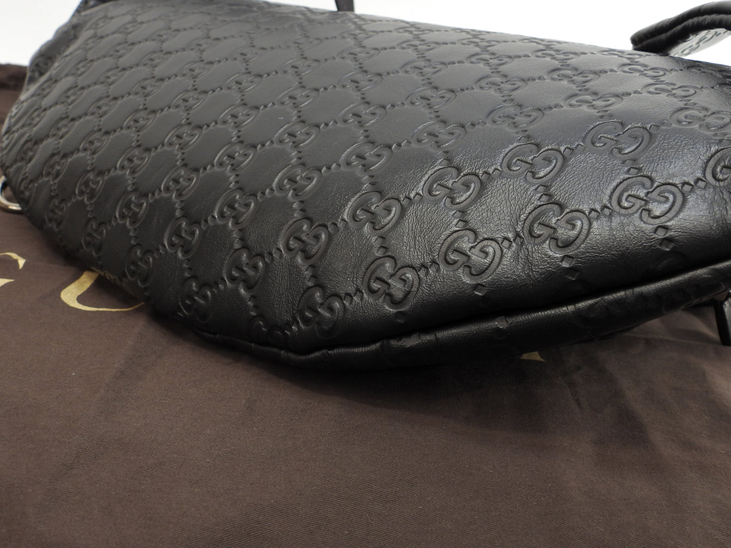 Gucci marsupio grande GG in pelle Guccissima nera, borsa a tracolla/marsupio, condizioni eccellenti @ 21