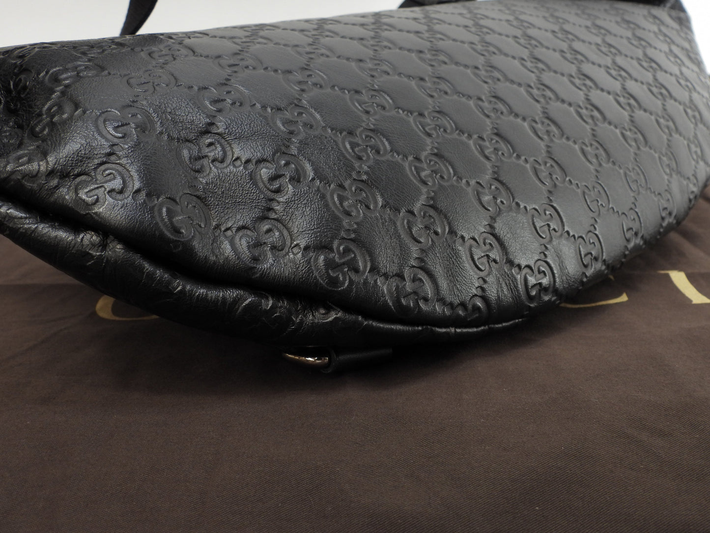 Gucci marsupio grande GG in pelle Guccissima nera, borsa a tracolla/marsupio, condizioni eccellenti @ 21