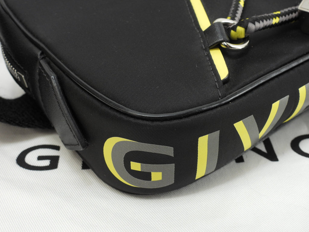 GIVENCHY marsupio in nylon/pelle nero e giallo, borsa a tracolla, cintura, borsa in vita, come nuova @MPC0219