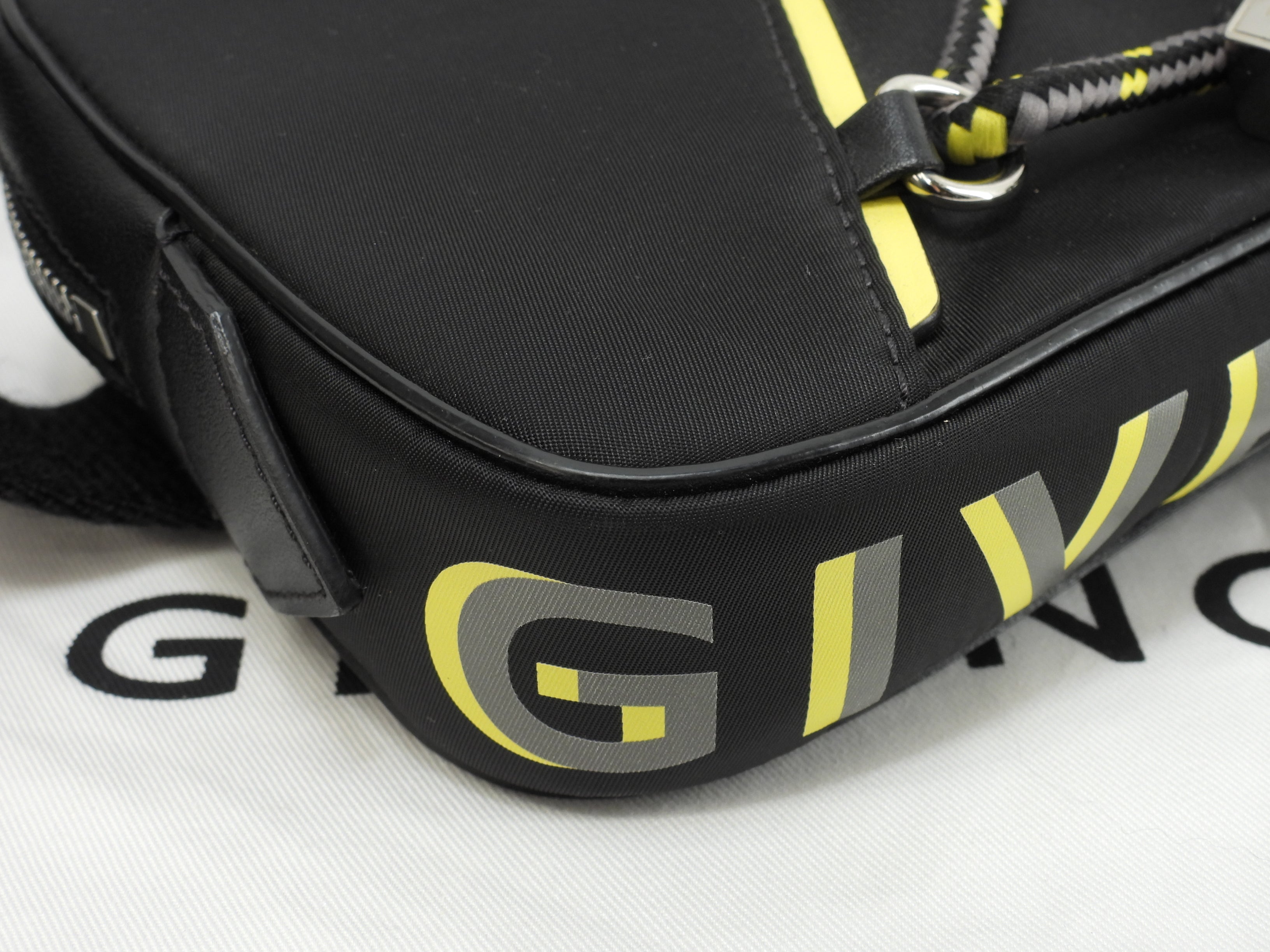 GIVENCHY marsupio in nylon/pelle nero e giallo, borsa a tracolla, cintura, borsa in vita, come nuova @MPC0219
