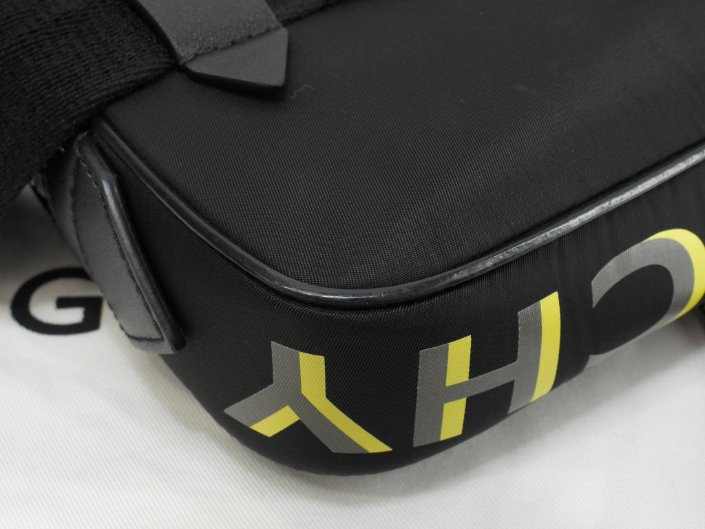 GIVENCHY marsupio in nylon/pelle nero e giallo, borsa a tracolla, cintura, borsa in vita, come nuova @MPC0219
