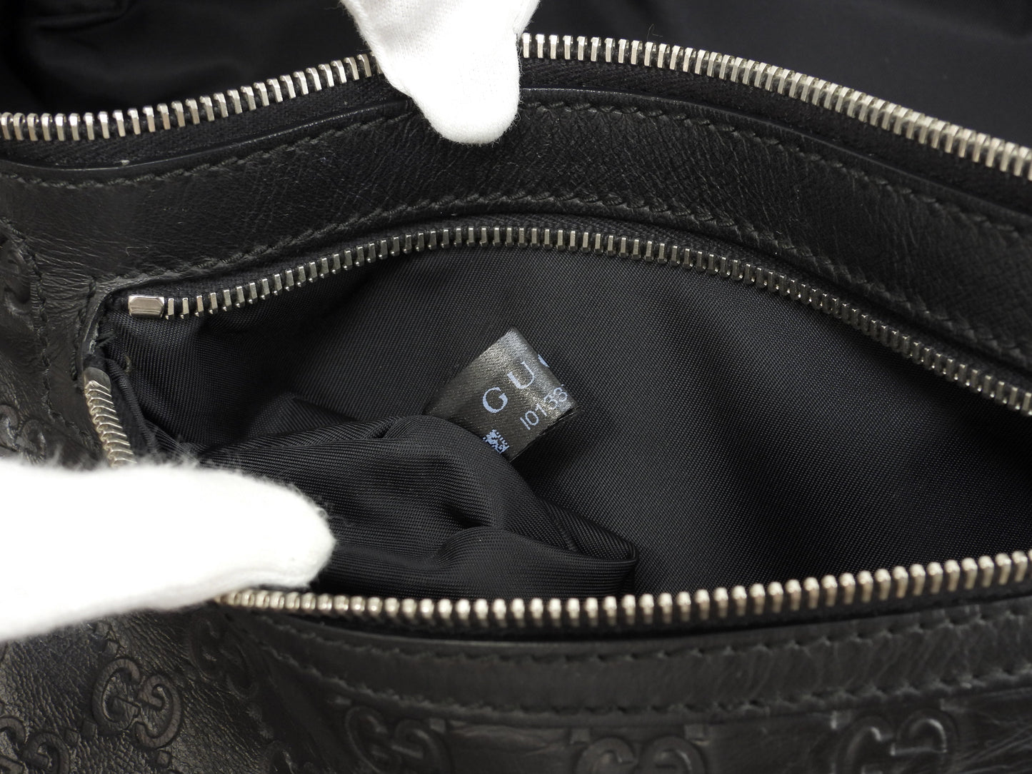 Gucci marsupio grande GG in pelle Guccissima nera, borsa a tracolla/marsupio, condizioni eccellenti @ 21