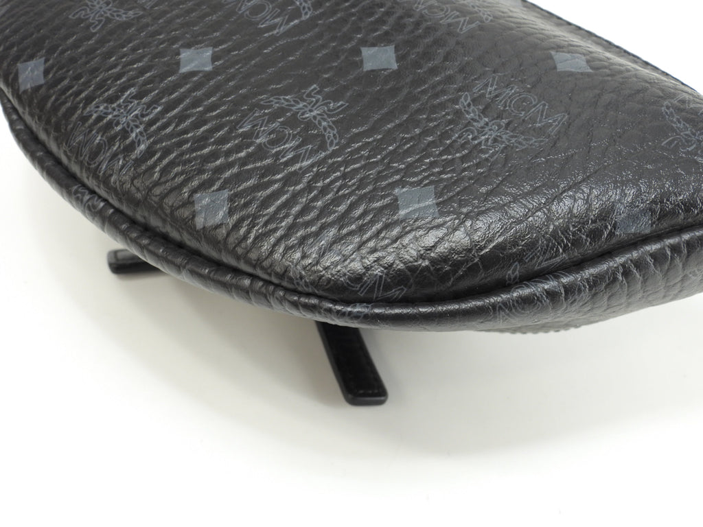 MCM ベルトバッグ PVC革 シグネチャ黒 クロスボディバッグ バムバッグ 美品@ 2