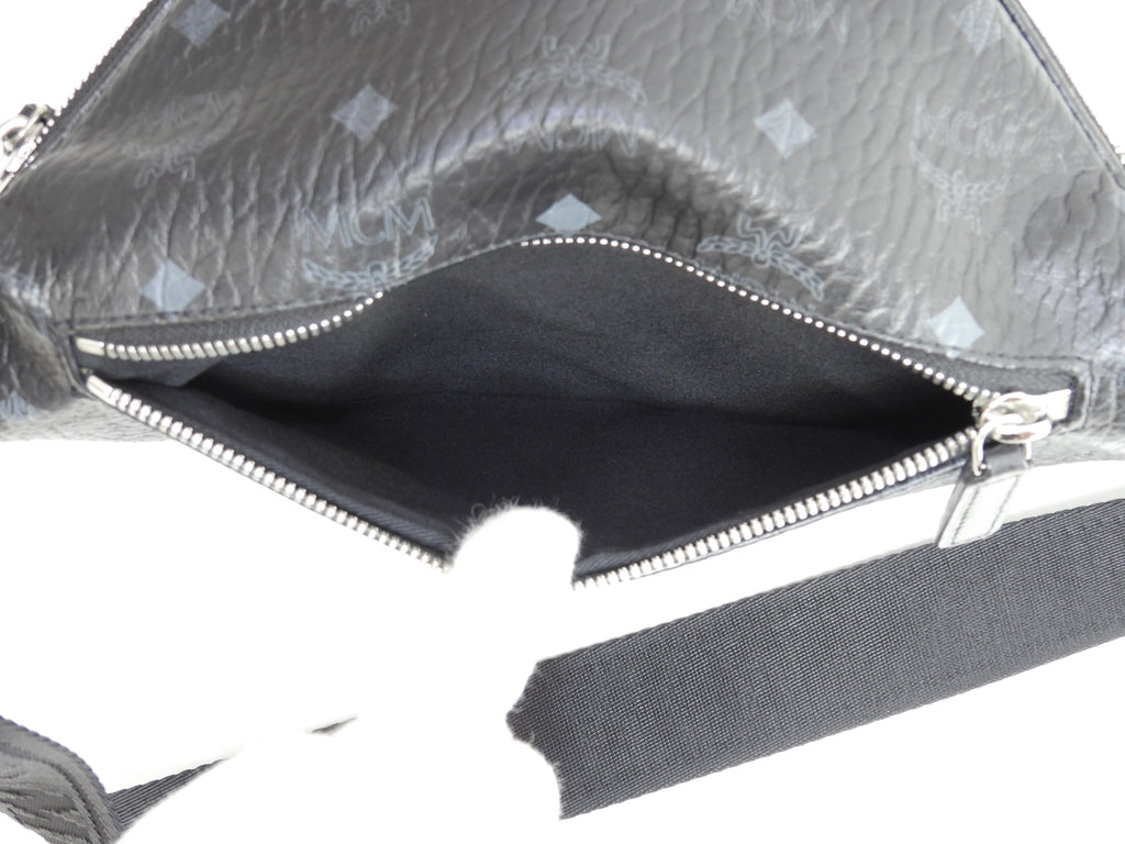 MCM ベルトバッグ PVC革 シグネチャ黒 クロスボディバッグ バムバッグ 美品@ 2