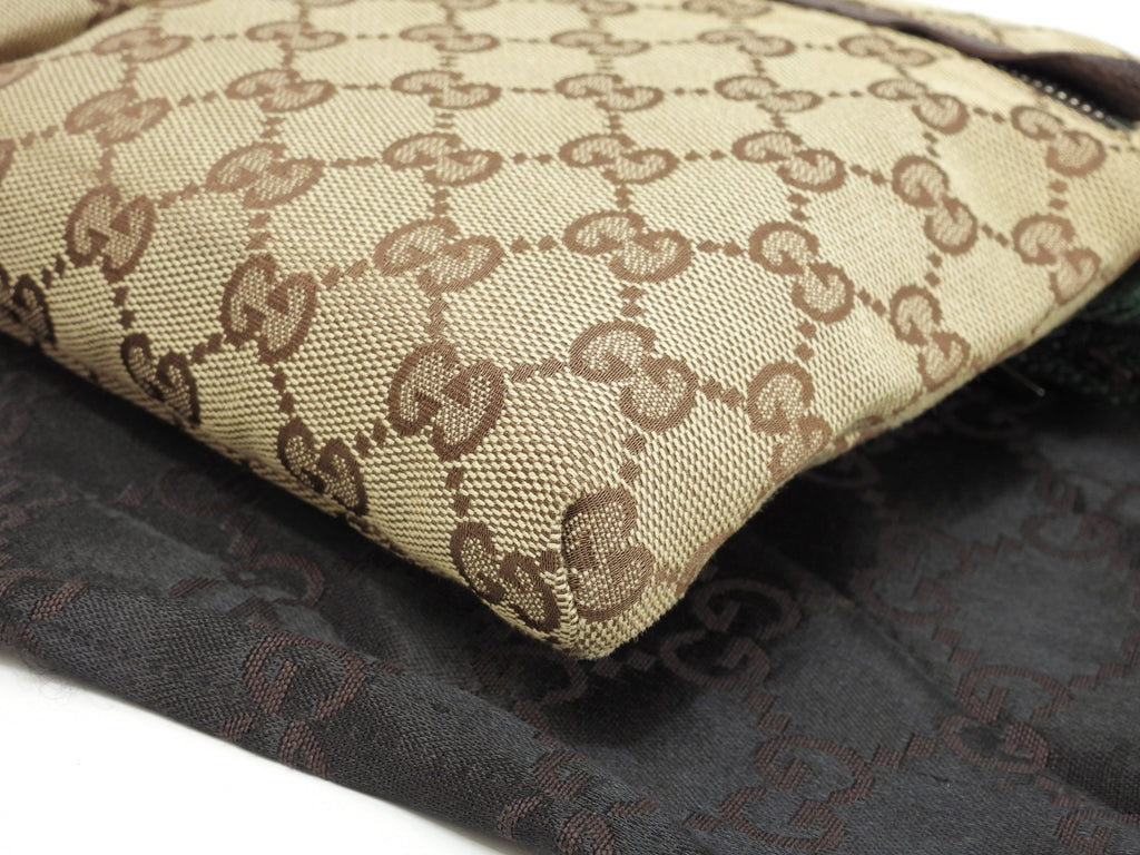 Gucci Marsupio GG Supreme cotone pelle marrone cintura marsupio@ 5